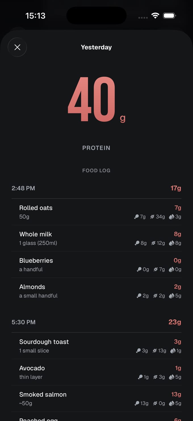 Mealchat protein-detail screenshot